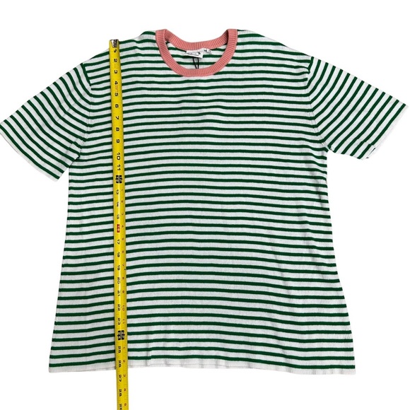 The Upside Tropez Lyla Knit Tee Green White Medium Stripes Organic Cotton NWT - Picture 6 of 8